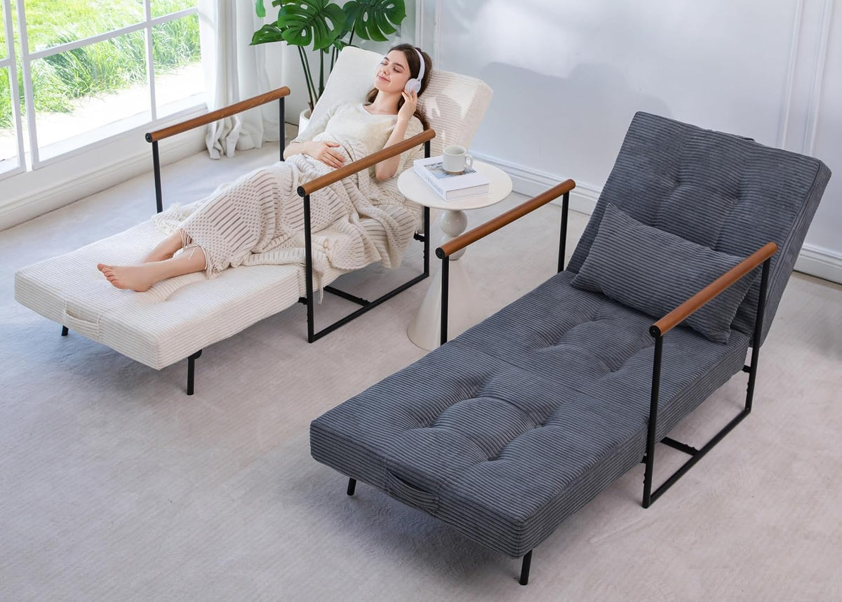 MAXYOYO Chair Bed, Adjustable Sleeper Chair, Single Sofa Bed with Frame