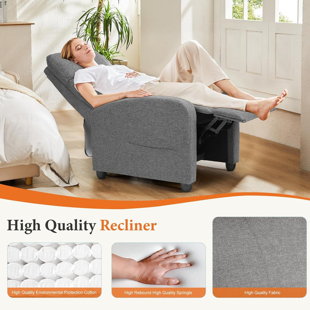 OLIXIS Recliner Chair, Reclining Sofa Chair with 3 Adjustable Angles