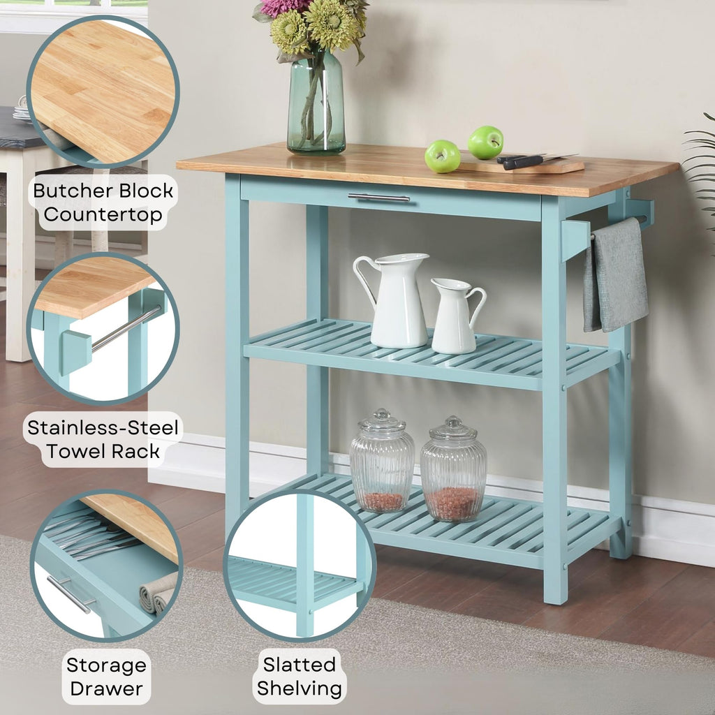 Convenience Concepts Designs2Go Butcher Block Kitchen Island, Sage, 40"