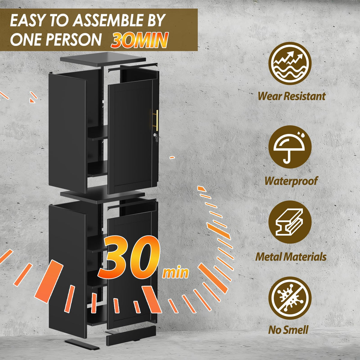 67" Tall Metal Pantry Cabinet, Narrow Freestanding Storage Cabinet, Black