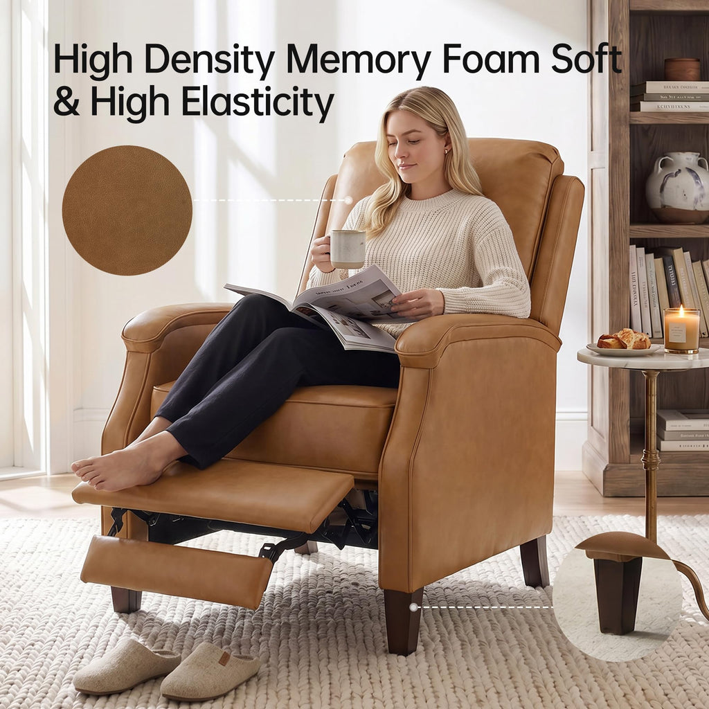 VKNOW Recliner Chair, Fabric Recliner with Adjustable Back, Brown