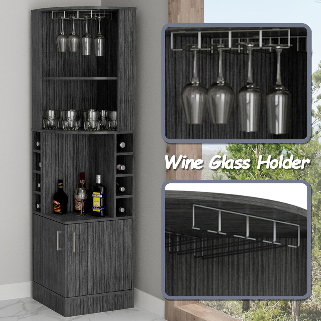 HRVEOCEI 71 Inch Corner Wine Cabinet, Tall Corner Bar Cabinet
