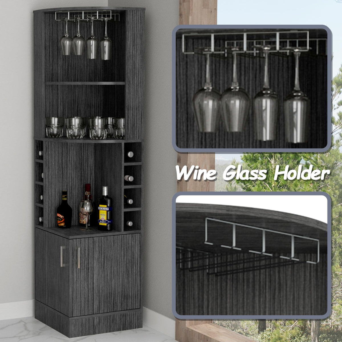 HRVEOCEI 71 Inch Corner Wine Cabinet, Tall Corner Bar Cabinet