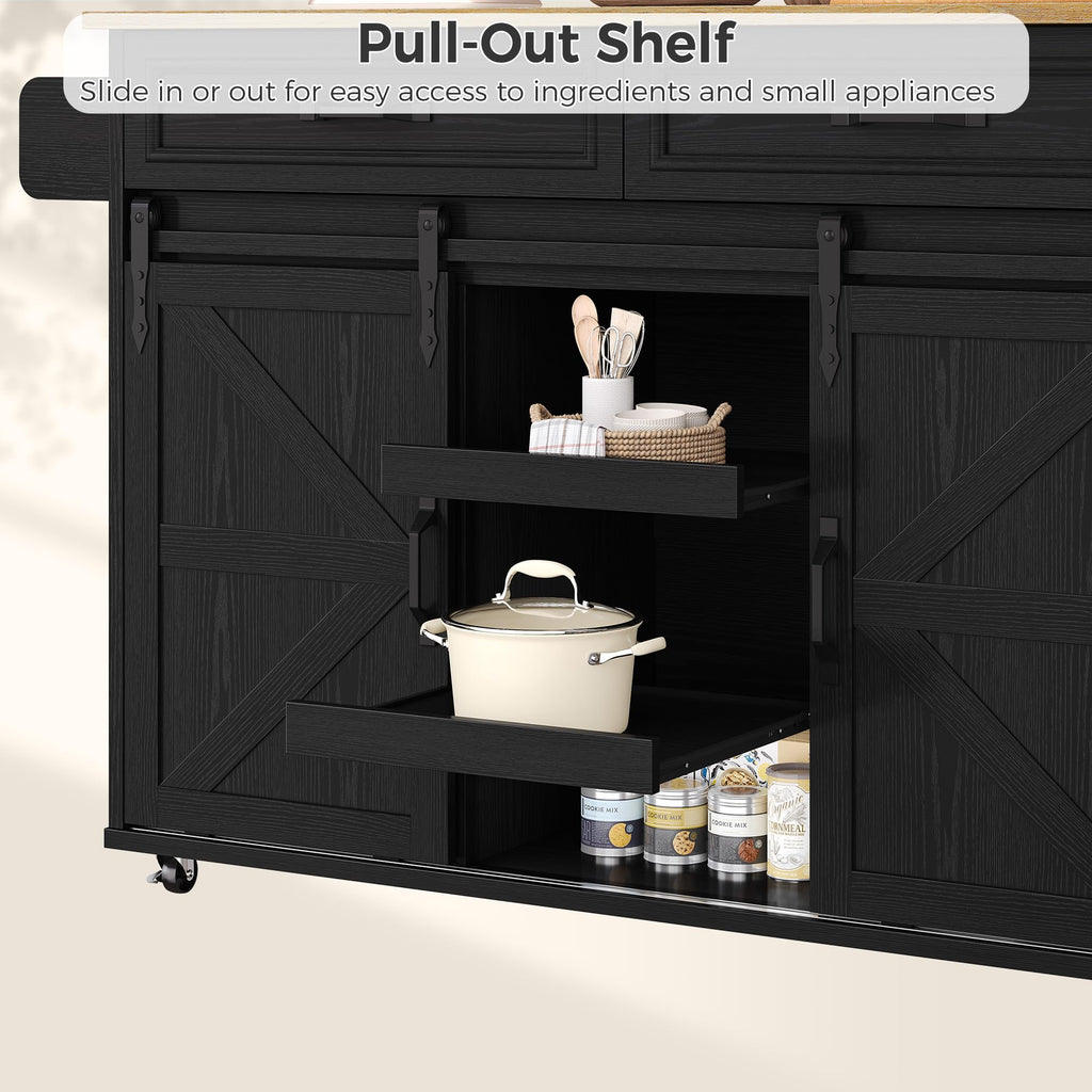 IRONCK Kitchen Island with Storage, Drop Leaf Countertop, White