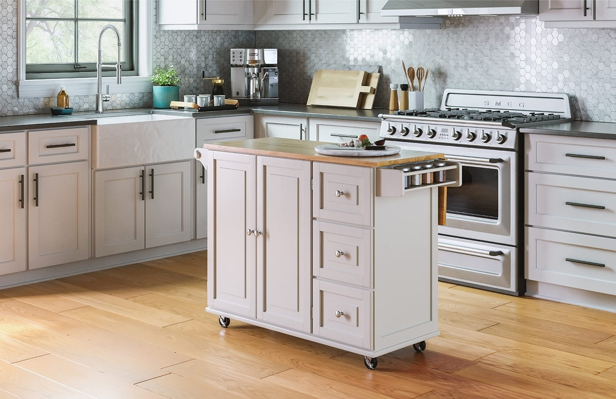 Homestyles Dolly Madison Black Mobile Kitchen Island Cart with Wood Drop Leaf Breakfast Bar