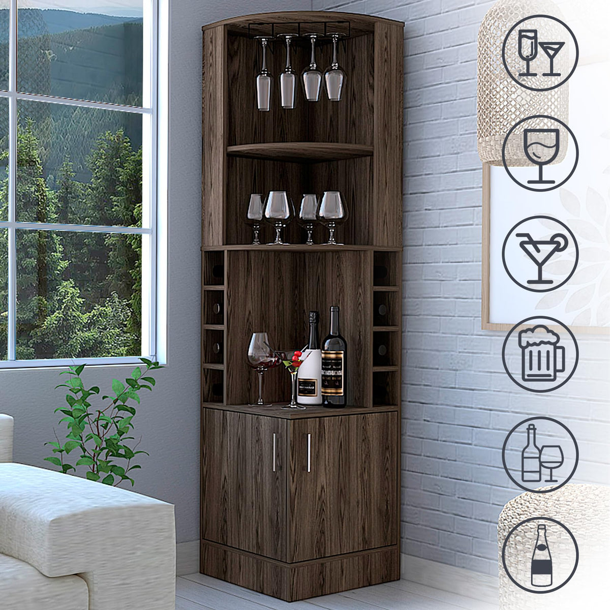HRVEOCEI 71 Inch Corner Wine Cabinet, Tall Corner Bar Cabinet