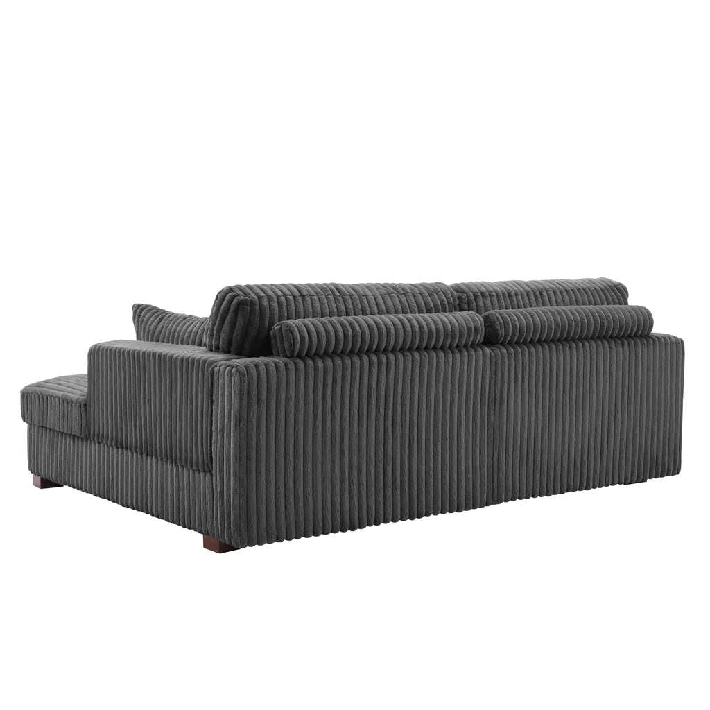 Oversized Corduroy Chaise Lounge Chair with Right Armrest & Cushion, Comfy Upholstered Sleeper Sofa Indoor Recliner Seat Solid Wood Couch w/Washable Cover for Bedroom, Living Room - Orange