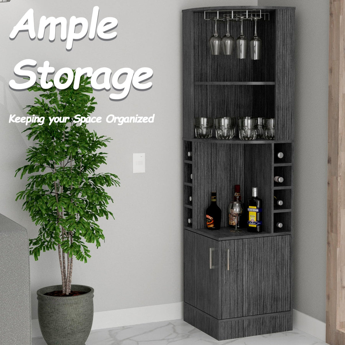 HRVEOCEI 71 Inch Corner Wine Cabinet, Tall Corner Bar Cabinet