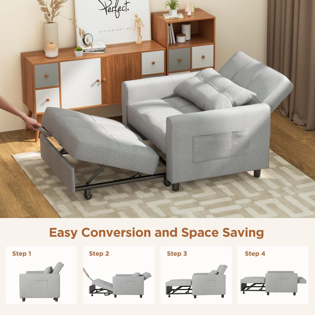 Aiho 3-in-1 Sleeper Chair Bed Convertible Sofa, Dark Gray