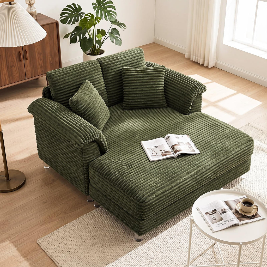 VINGLI 56" Wide Oversized Chaise Lounge Chair with Plush Padded Armrests