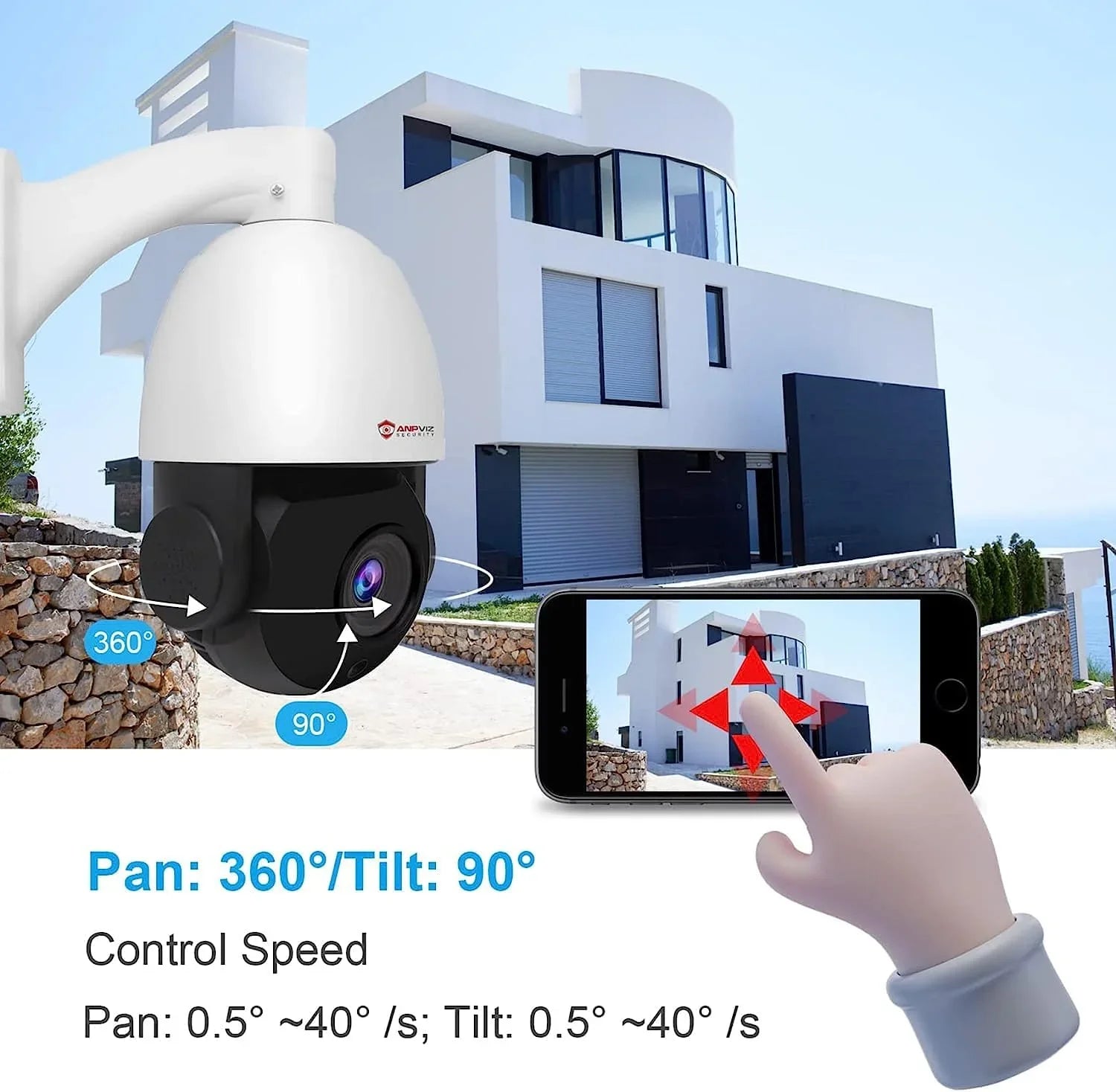 Pan with 360°/Tilt IP Outdoor Vehicle Indoor 90°, IP Vision, PTZ Mic/Audio, IR Night Optical Zoom, Camera PTZ 8MP Metal, Waterproof Camera Surveillance Anpviz IP66 Detection, PoE Person 20X Security