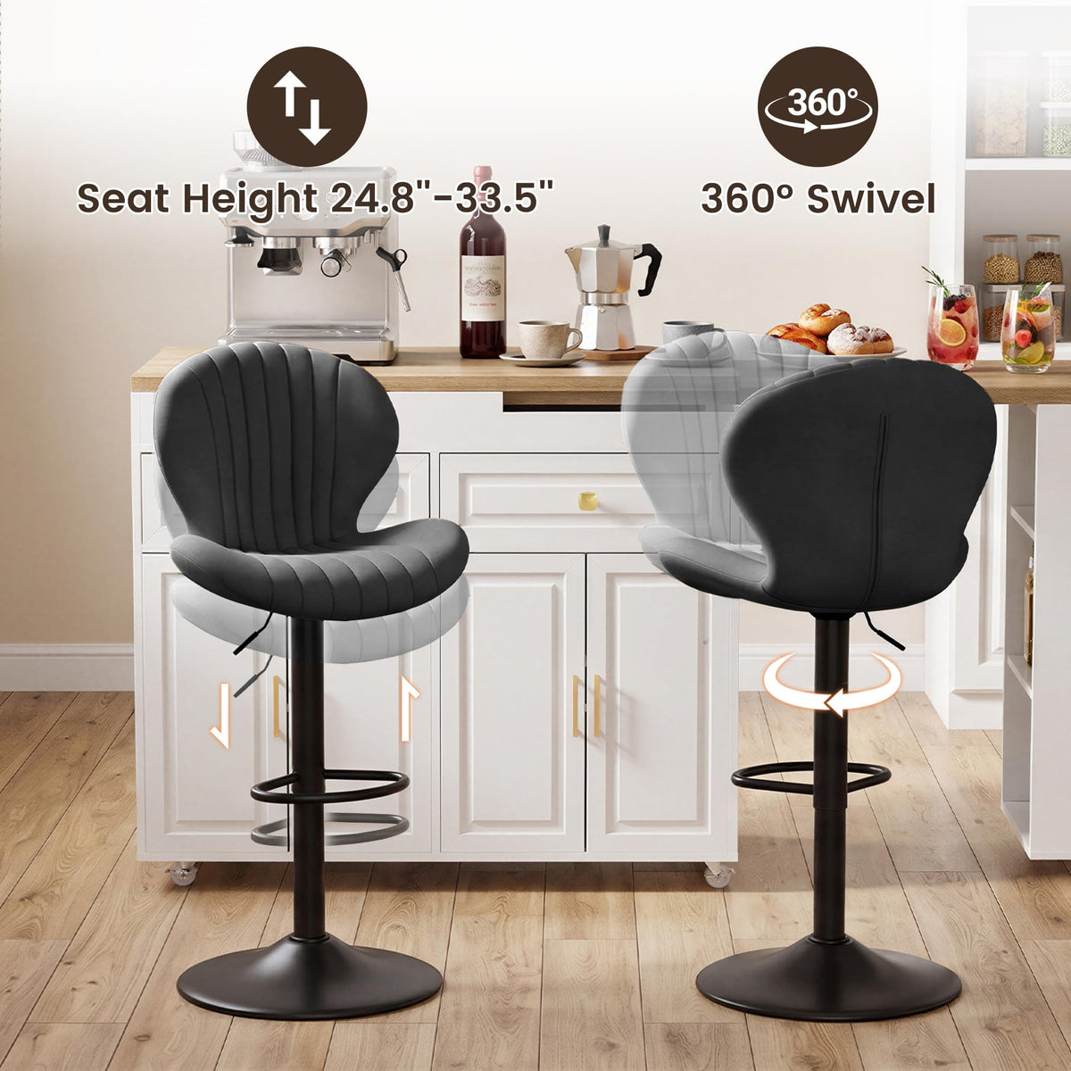 3-in-1 Extendable Kitchen Island with Extendable and Swivel Dining Table