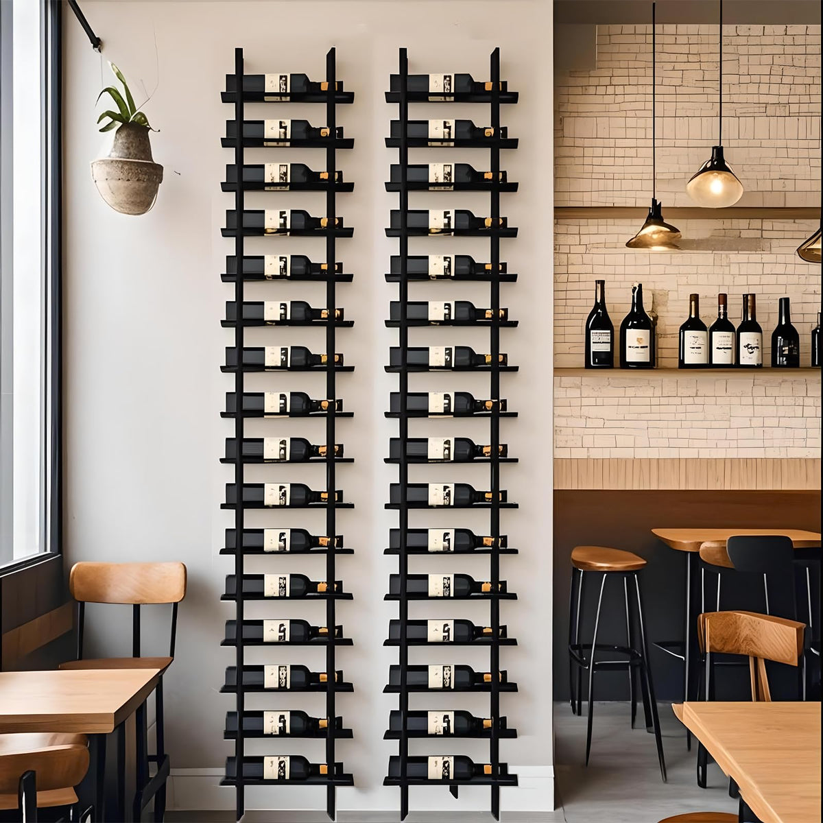 Large Wall Mounted Wine Rack, (Gold, 3 Cols (48 Bottles))