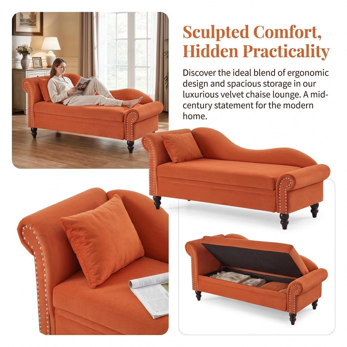 ERYE Boucle Upholstered Left Facing Chaise Lounge Indoor for Living Room Bedroom,Comfy Single Chaise Lounge Modern Leisure Recliner Sleeper Sofa Daybed, Easy Assemble