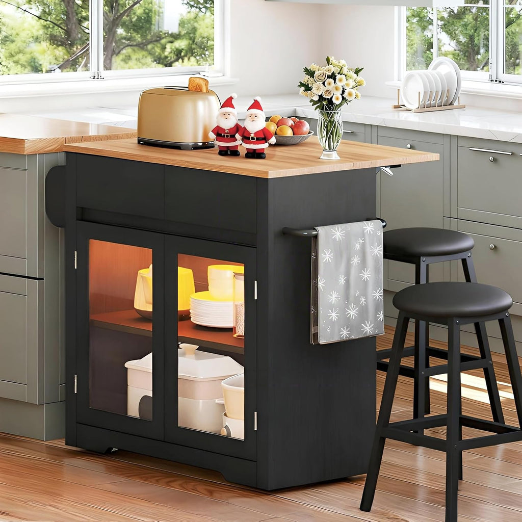 DWVO 37.5" Kitchen Island with Drop Leaf
