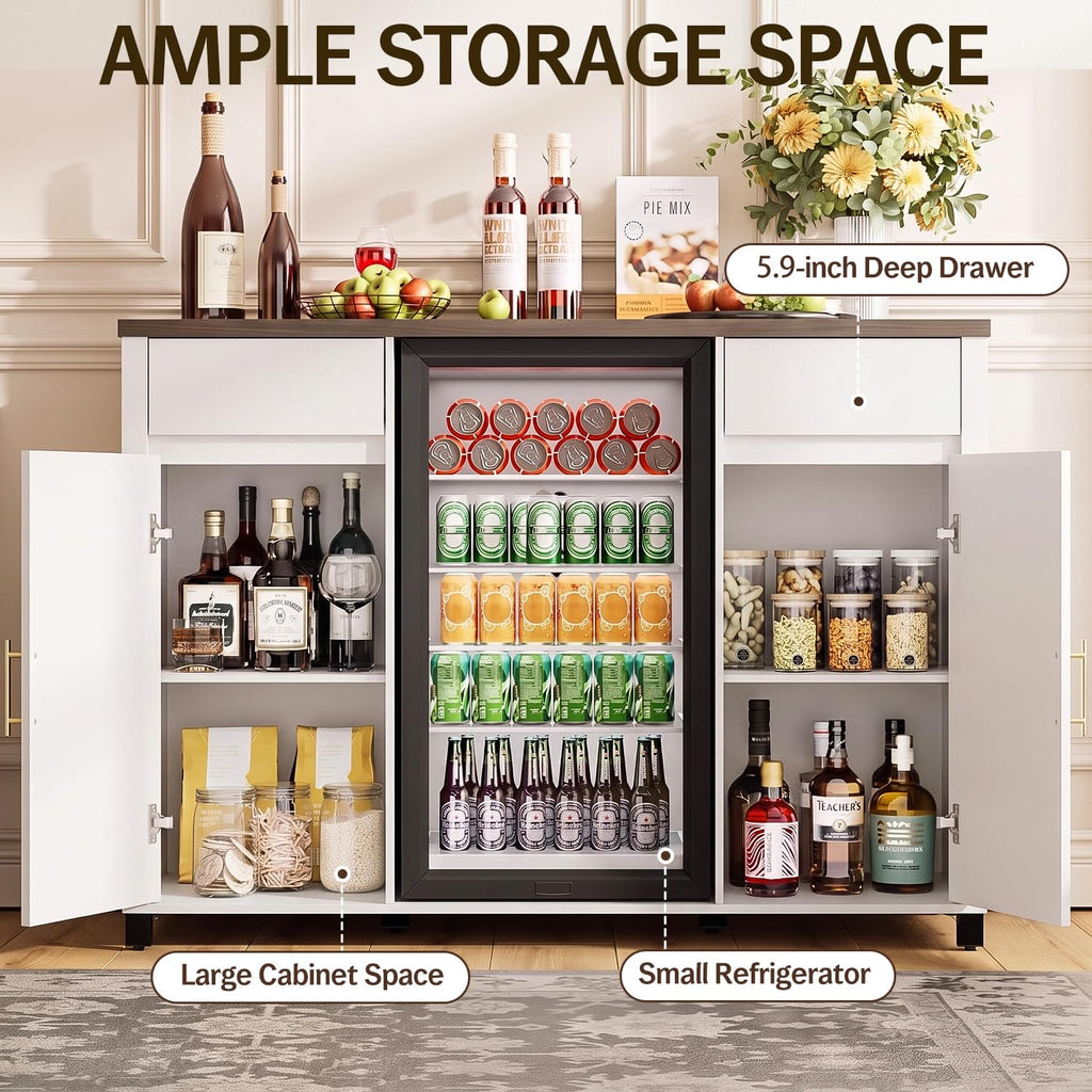 Tornivk 53" Large Coffee Bar Cabinet with Fridge Space, Black