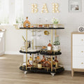Garvee Bar Serving Cart with Wine Rack and Glass Holder, 3-Tier Rolling Serving Cart with 4 Wheels, Small Serving Table for Living Room, Kitchen, Dining Room, Gold+Black