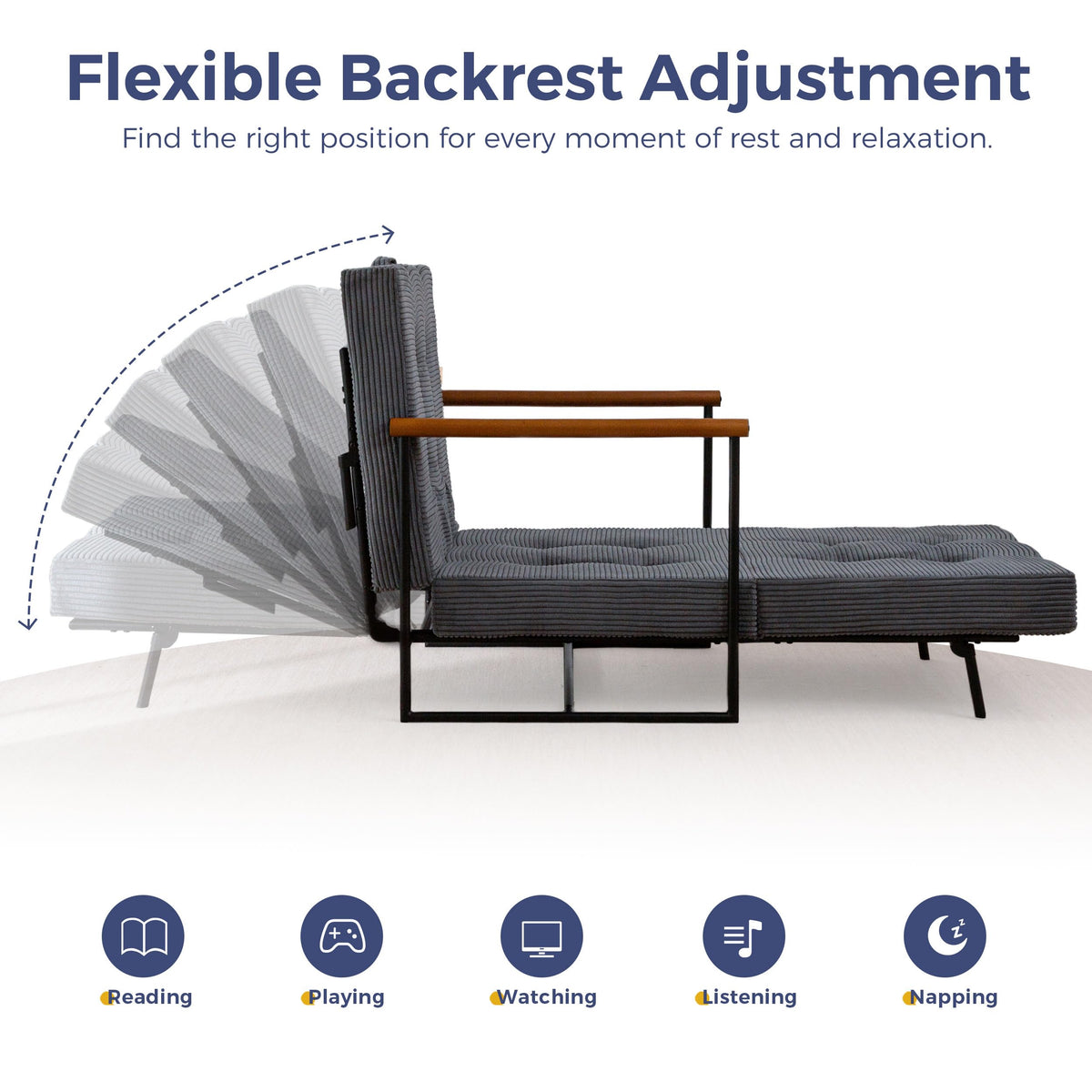MAXYOYO Chair Bed, Adjustable Sleeper Chair, Single Sofa Bed with Frame
