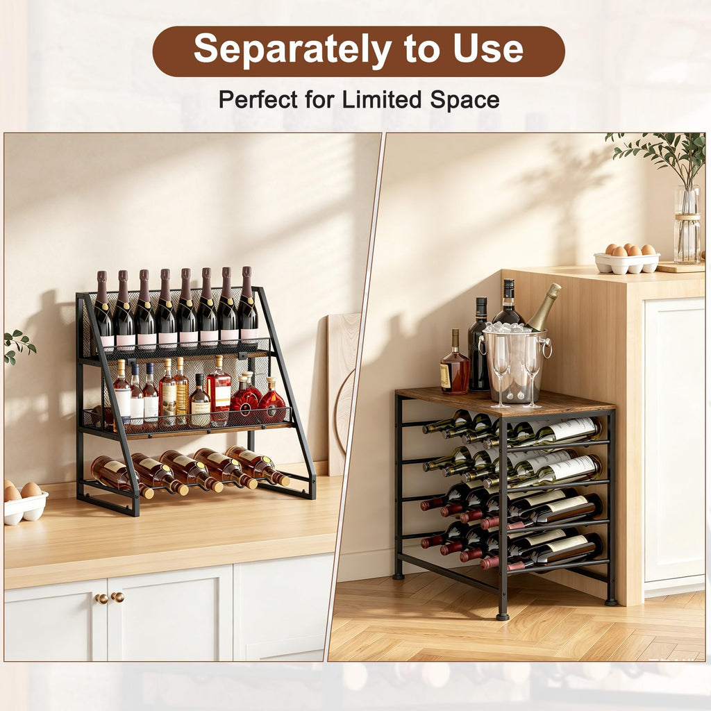 7-Tier Wine Rack Freestanding Floor Liquor Cabinet Bar for Home