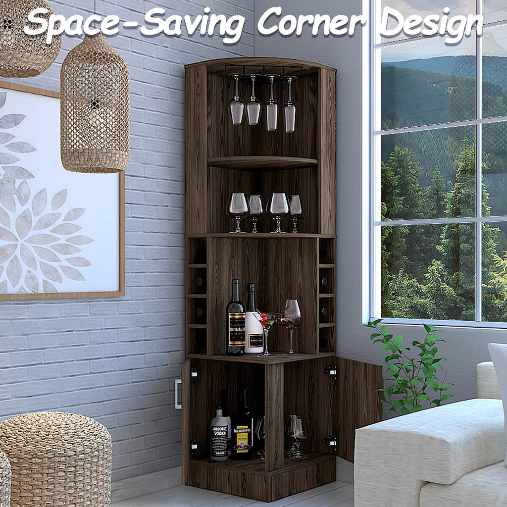 HRVEOCEI 71 Inch Corner Wine Cabinet, Tall Corner Bar Cabinet