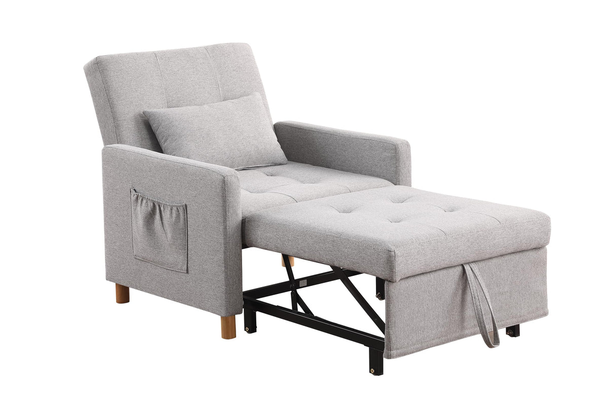 Sleeper Chair,Convertible Sleeper Sofa Chair,Pull Out Sleeper Chair with Adjustable Backrest,Multi-Functiona Lounge Chair for Living Room(Gray)