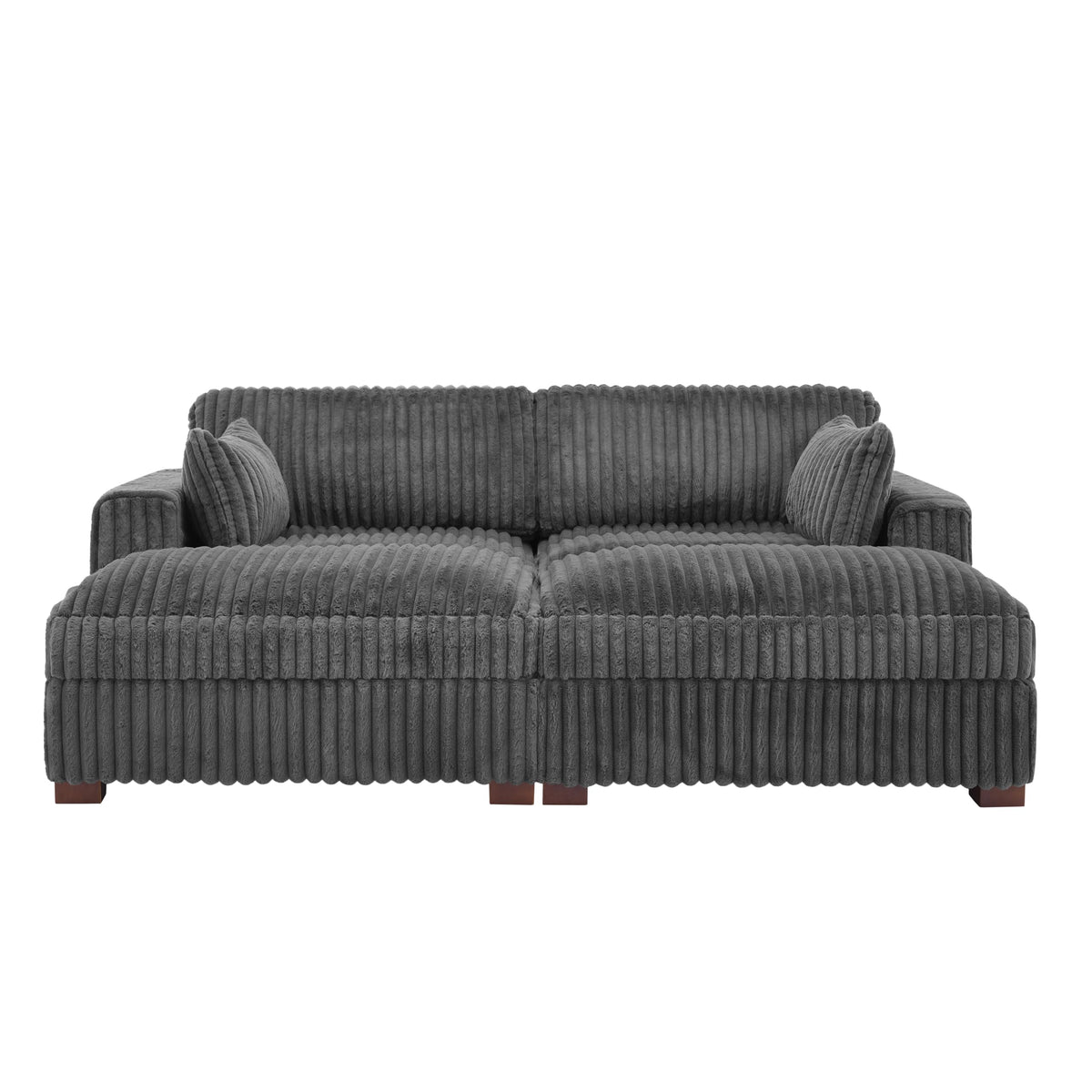 Oversized Corduroy Chaise Lounge Chair with Right Armrest & Cushion, Comfy Upholstered Sleeper Sofa Indoor Recliner Seat Solid Wood Couch w/Washable Cover for Bedroom, Living Room - Orange