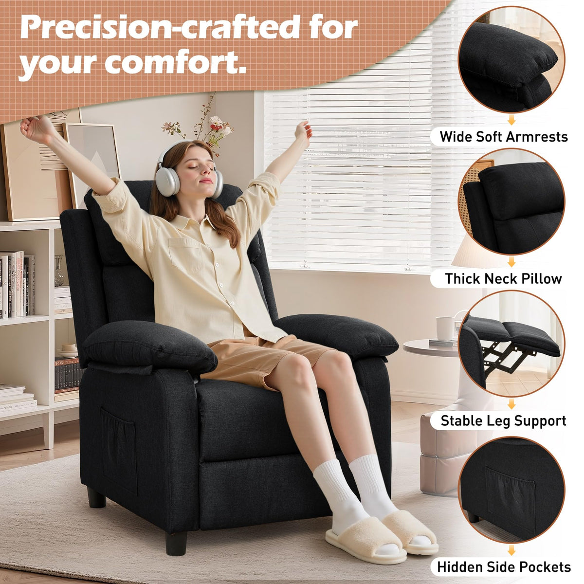Korser Recliner Chair, Living Room Chairs for Adults