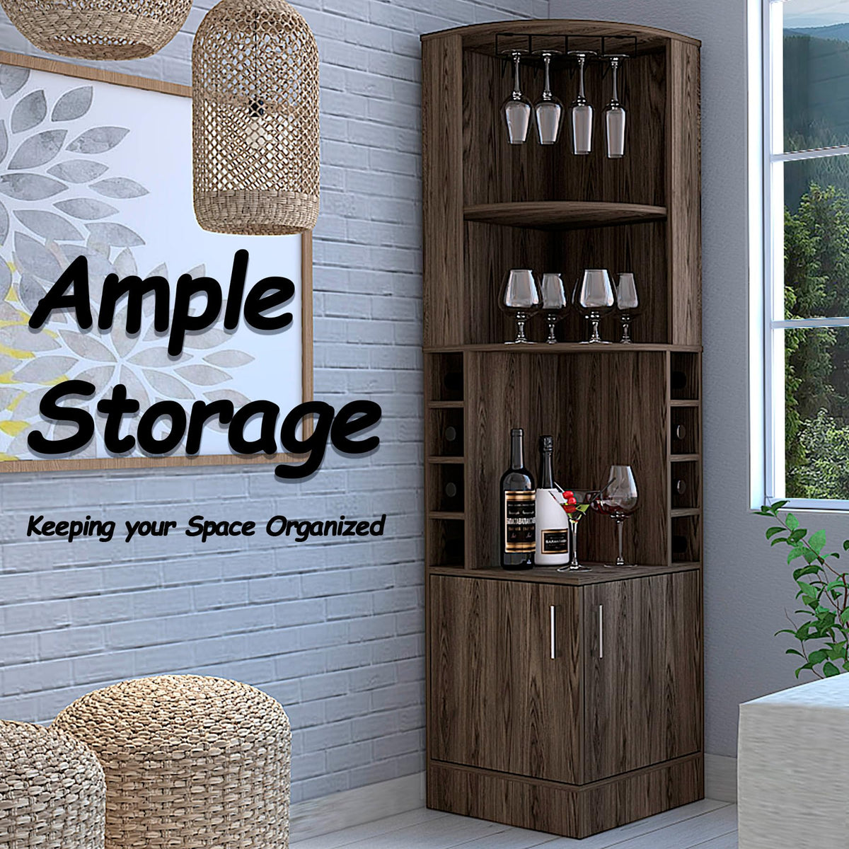 HRVEOCEI 71 Inch Corner Wine Cabinet, Tall Corner Bar Cabinet