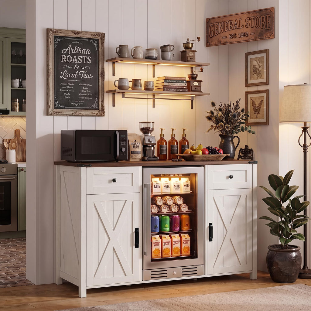 39.4" Coffee Bar Cupboard with Fridge Spaceï¼Natural Oak-ws