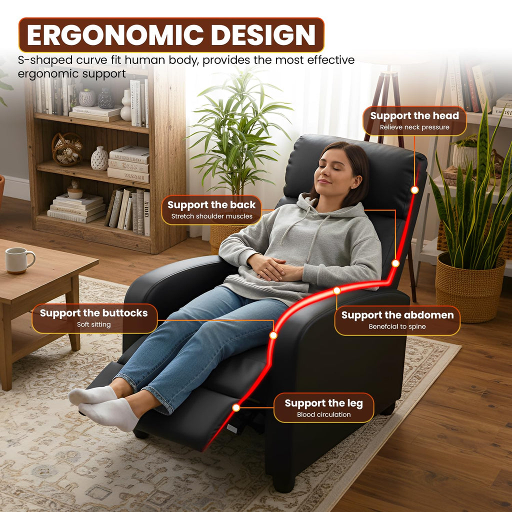 BestMassage Recliner Chair No Massage Function | Leather Black