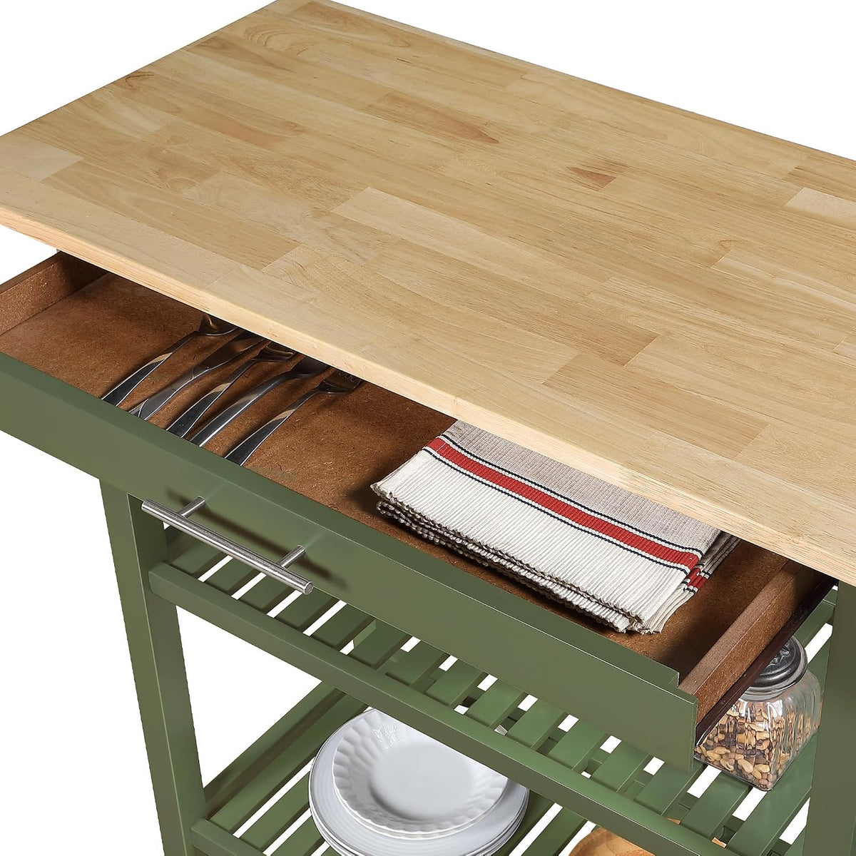 Convenience Concepts Designs2Go Butcher Block Kitchen Island, Sage, 40"