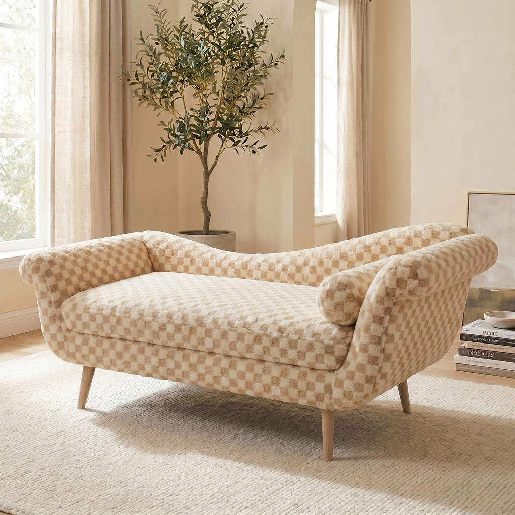 ERYE Boucle Upholstered Left Facing Chaise Lounge Indoor for Living Room Bedroom,Comfy Single Chaise Lounge Modern Leisure Recliner Sleeper Sofa Daybed, Easy Assemble