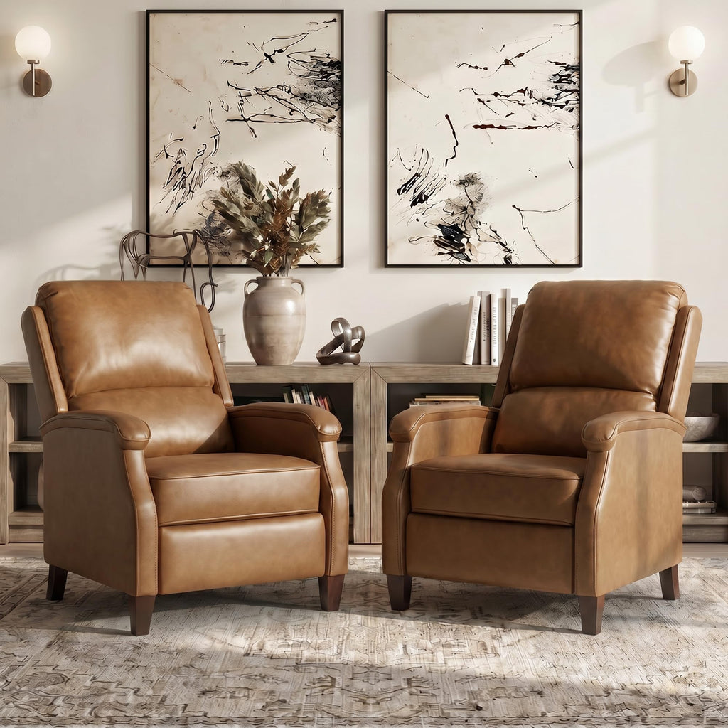 VKNOW Recliner Chair, Fabric Recliner with Adjustable Back, Brown