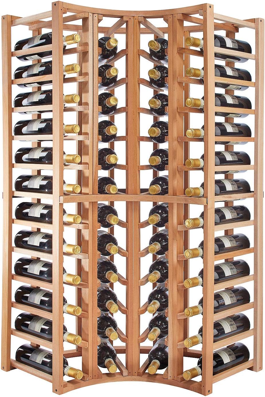 Wine Enthusiast N'FINITY Stackable 4 Foot Wine Rack - Curved Corner - Solid Mahogany - 48 Bottles - Stylish Durable Wine Rack Home Decor â Bar Cabinet Liquor Storage
