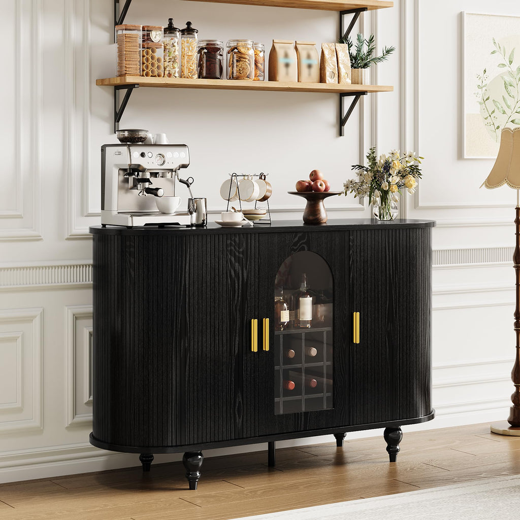 Garvee Bar Cabinet with Storage, Liquor Bar Cabinet with Sliding Door