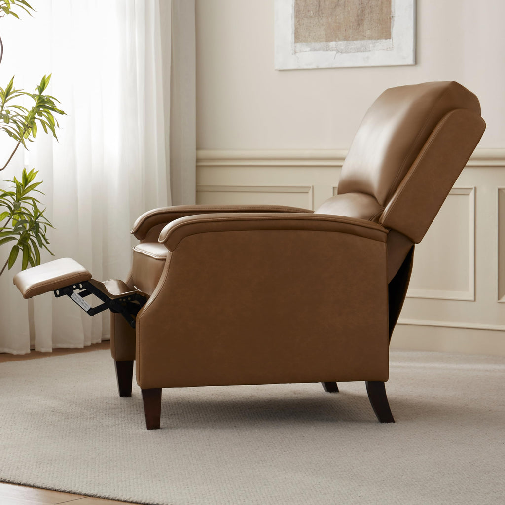 VKNOW Recliner Chair, Fabric Recliner with Adjustable Back, Brown