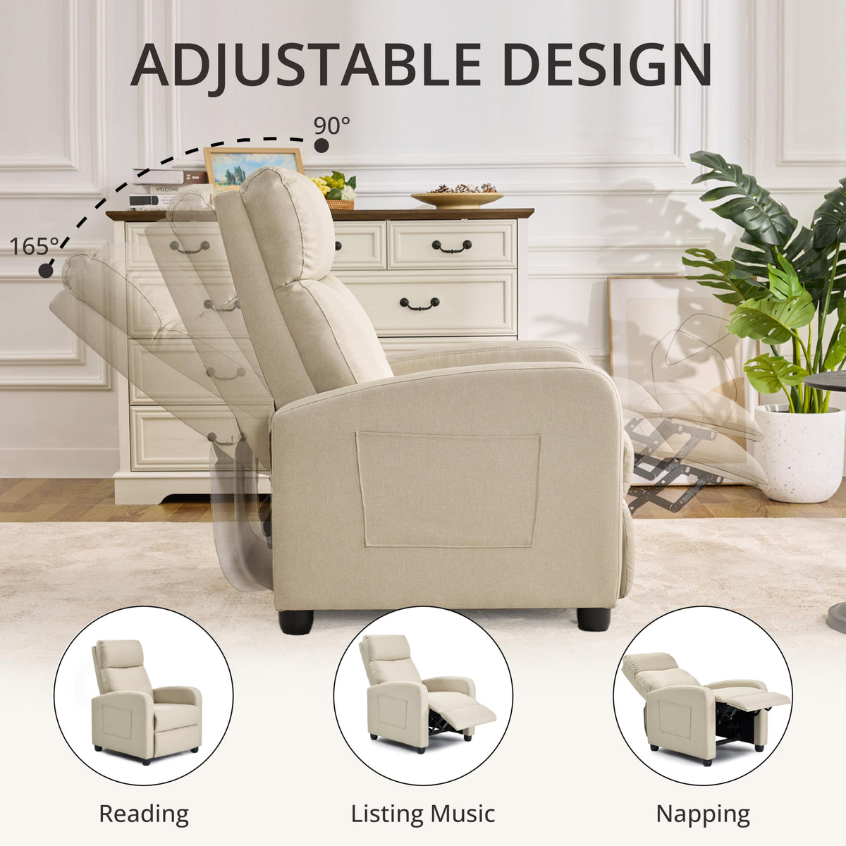 Recliner Chair for Living Room, Modern Adjustable Home Theater
