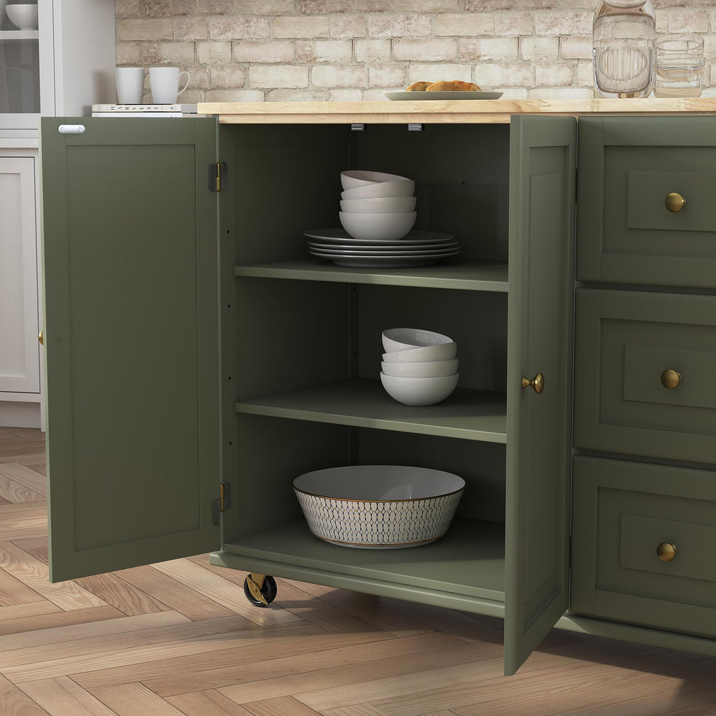 Homestyles Dolly Madison Black Mobile Kitchen Island Cart with Wood Drop Leaf Breakfast Bar