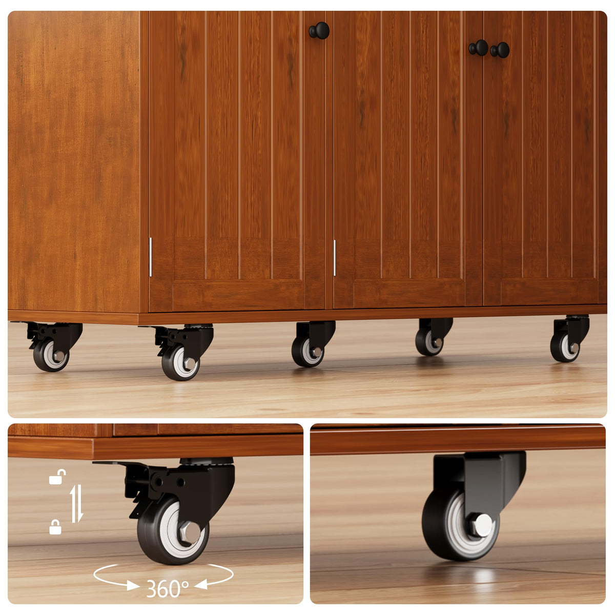 Ahomly Rolling Kitchen Island with Storage, Drop Leaf and Drawer, White