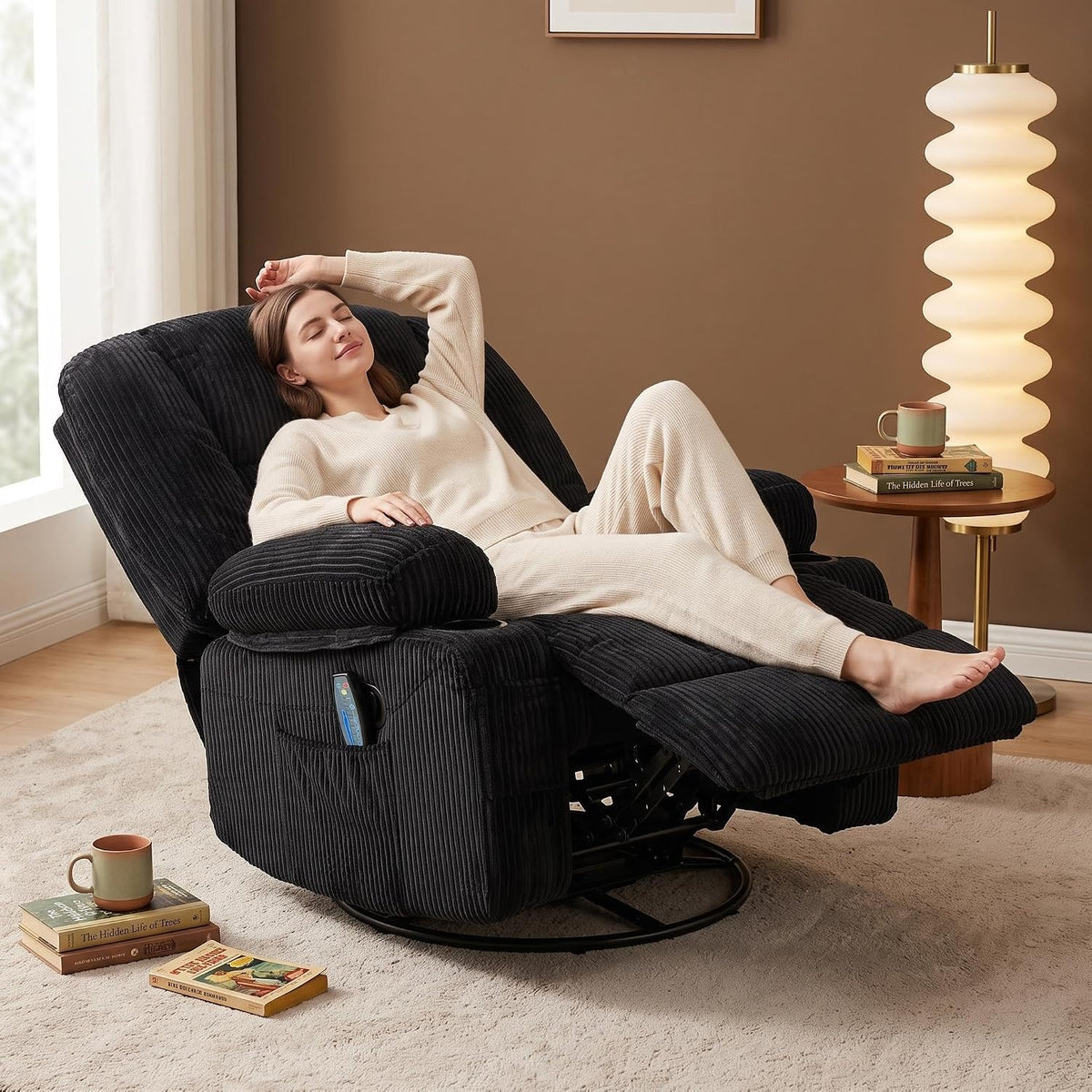 Garvee Oversized Recliner Chair,Extra Wide 360Â° Swivel Rocker Massage Heat