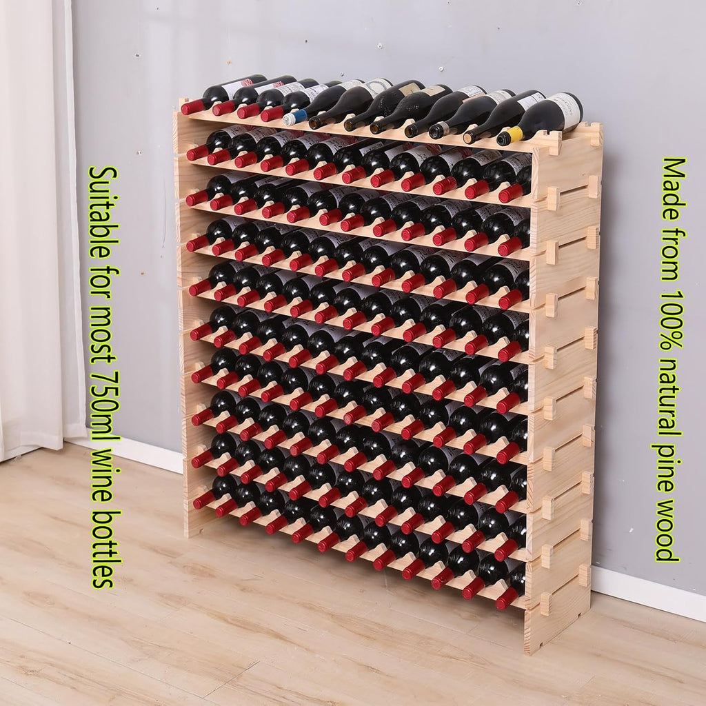 Wine Rack freestanding Floor Cabinet 144bottle Wood Stackable Storage Modular Wine Holder Display Shelves ï»¿