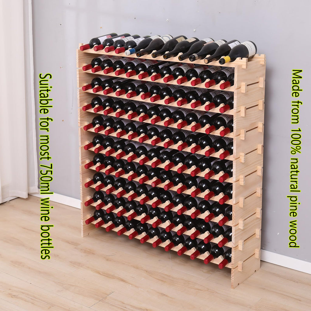 Wood Stackable Storage Modular Wine Rack Cabinet 120 Bottle freestanding Floor Wine Bottle Holder Display Shelves