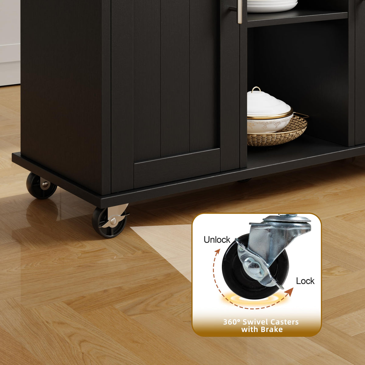 SUNLEI Rolling Kitchen Island Cart with Wheels, Island Table for Kitchen, Farmhouse Kitchen Cart with Drop Leaf & Towel Rack & Drawer, Kitchen Islands Table with Storage Cabinet, Grey