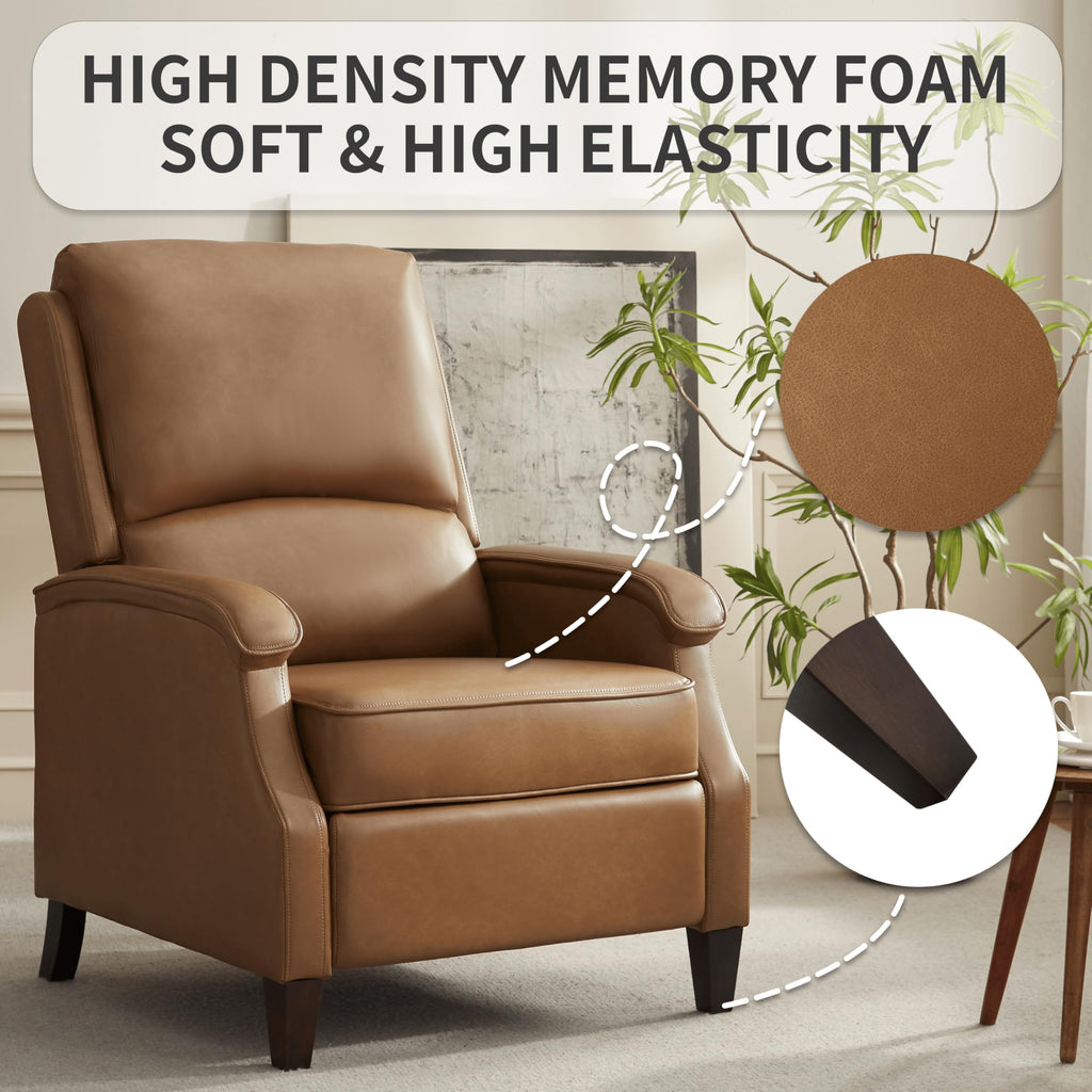 VKNOW Recliner Chair, Fabric Recliner with Adjustable Back, Brown