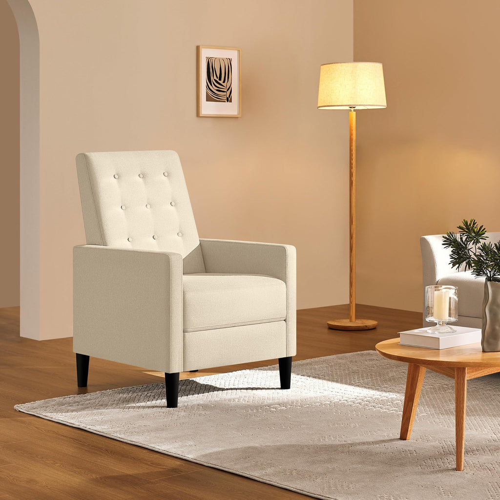 Yaheetech Fabric Recliner Chair Tufted Upholstered Single Sofa Gray