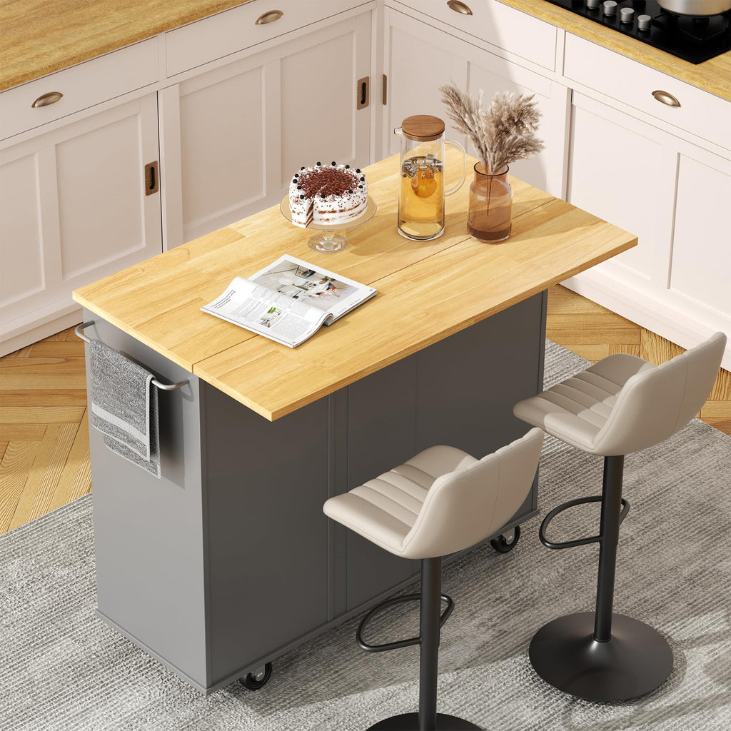 JY QAQA 40" Kitchen Island Cart Furniture cart on Wheels Rolling Portable Dining Room Serving Utility Carts Mobile Movable with Drawers Cabinet,Black