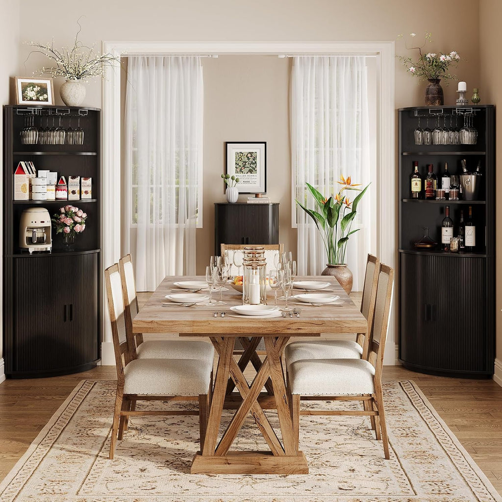 ComfyCorner 72" Tall Corner Bar Cabinet with LED Lights & Sliding Door