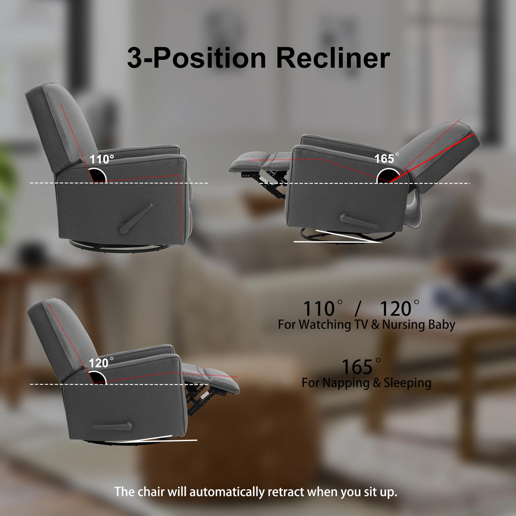 Harkawon Swivel Rocker Recliner Chair, Glider Rocker Recliner, Beige