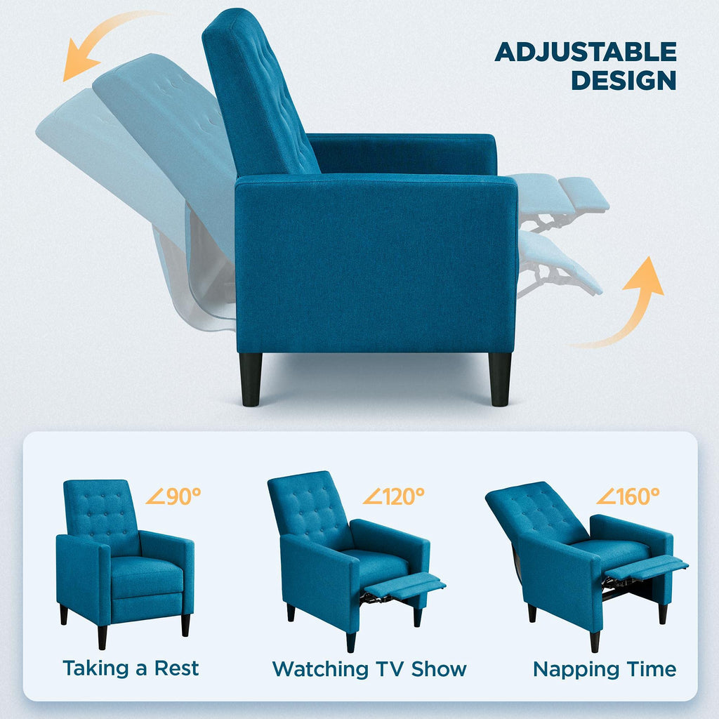 Yaheetech Fabric Recliner Chair Tufted Upholstered Single Sofa Gray