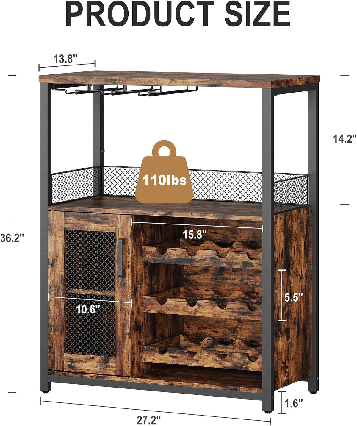 GarveeHome Wine Bar Cabinet with LED Lights, Liquor Cabinet with Storage
